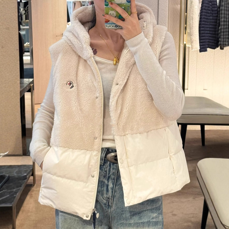 2025 Autumn and Winter New Model in Stock Original Label m Mengjia Internet Celebrity Style Women's Teddy Fleece Hooded down Vest