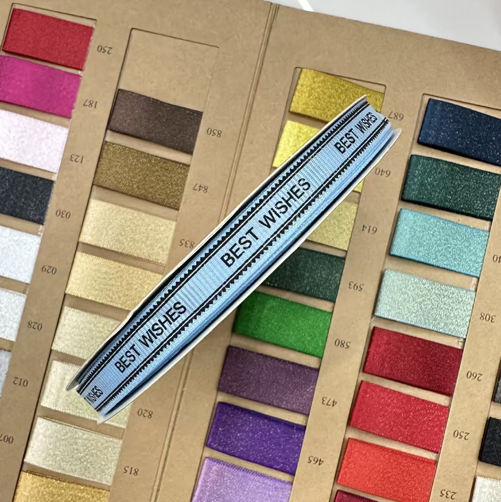 1cm Inglés impresa hilo cinta BEST WISHES mejores bendiciones floral embalaje cinta decorativa floral