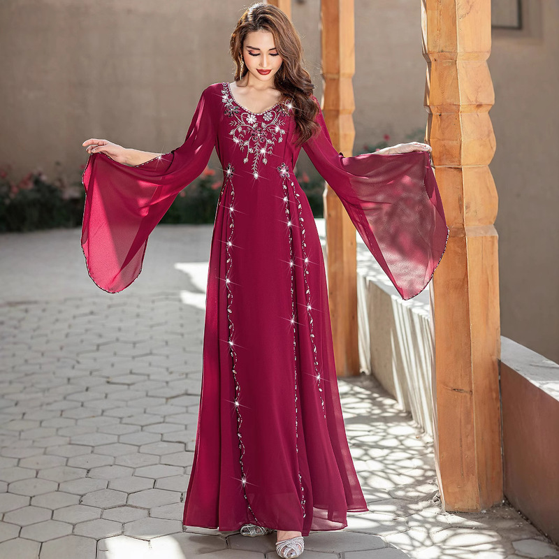 Limited Time Promotion Ba5180 Foreign Trade Clothing Long Robe Hand-Beaded Long Dress Fashionable Gown Dress Limited Time Promotion Ba5180 Foreign Trade Clothing Long Robe Hand-Beaded Long Dress Fashionable Gown Dress