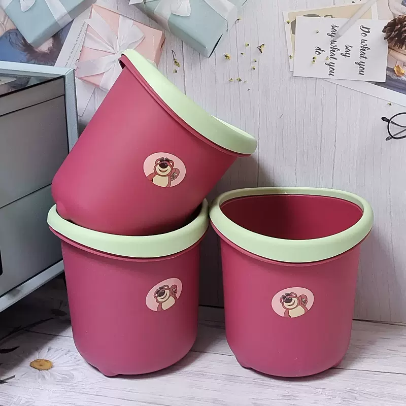 垃圾桶高颜值塑料加厚家用卧室圆形大容量可印LOGO卡通垃圾桶
