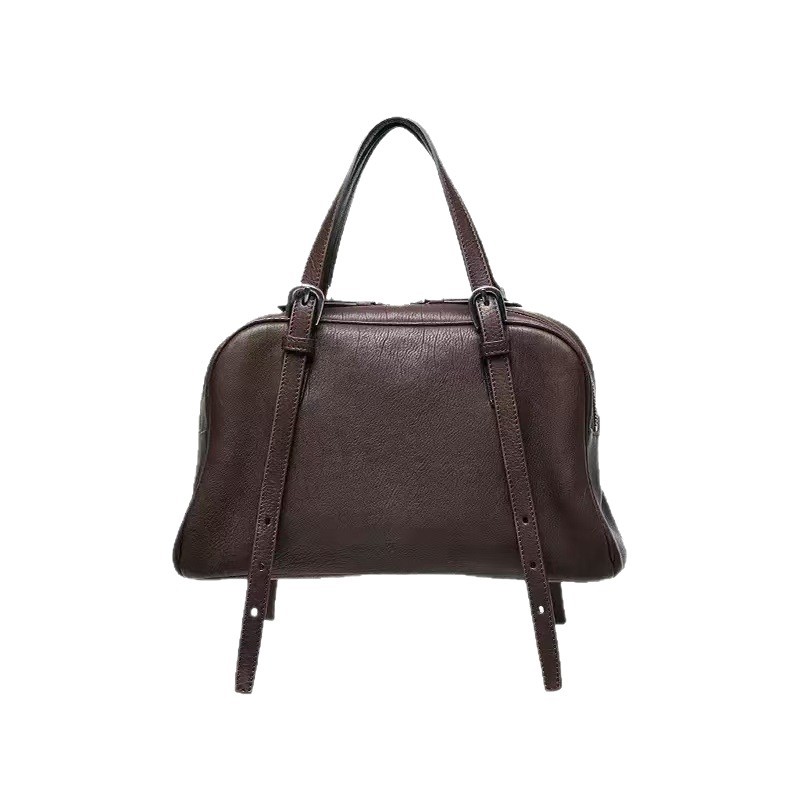 [New Year Gift] 2026 Vegetable-Tanned Sheepskin Bowling Bag For Women Retro Casual Commuter Genuine Leather Shoulder Bag - Thumbnail 5