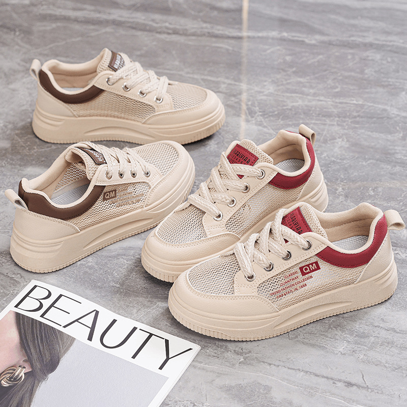 2025 Summer New Student Casual Shoes Ins Trendy Korean Style White Shoes Women's Mesh Breathable Sneakers Hb6682-3