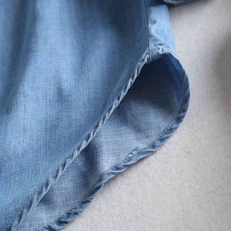 ​​Women’s Tencel Denim Shirt – Upgraded Breathable Long Sleeve Blouse (Light/Dark Blue, M-XXXL)​​_mkmklike.com