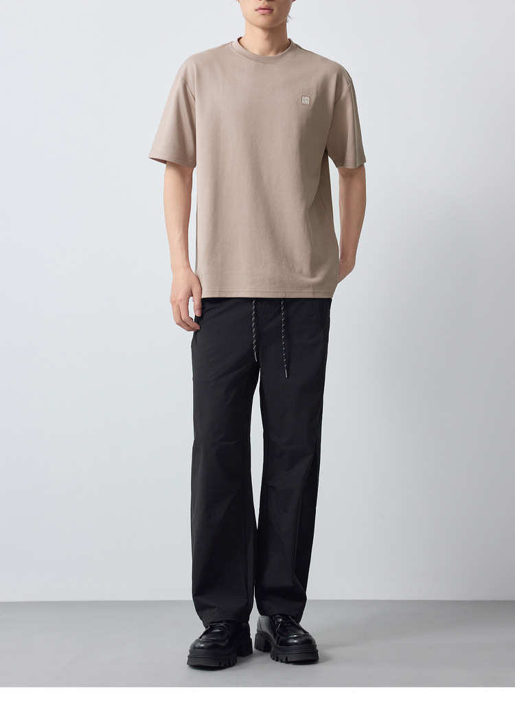Áo thun nam cổ tròn cotton dày 210g thấm hút tốt — đen chi tiết 35