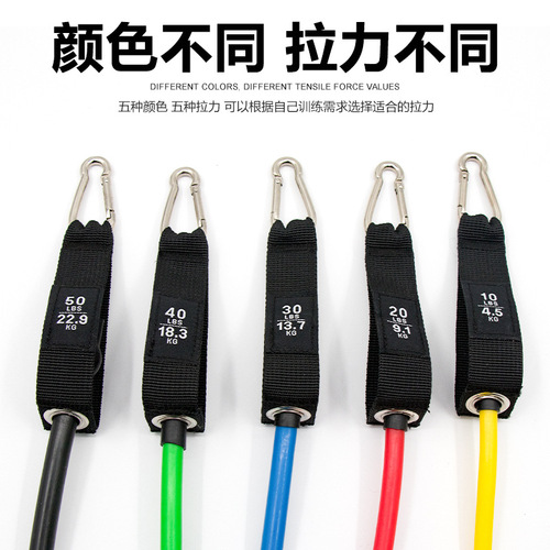 11-piece set of tensioners, fitness tension rope functional trainer, rubber combination auxiliary tension rope set factory