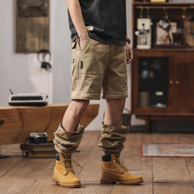 Trendy Brand Workwear Long Pants for Men, Spring and Summer, Loose Fit, Multi-Pocket, Convertible into Shorts, Plus Size, Garment-Dyed Pants