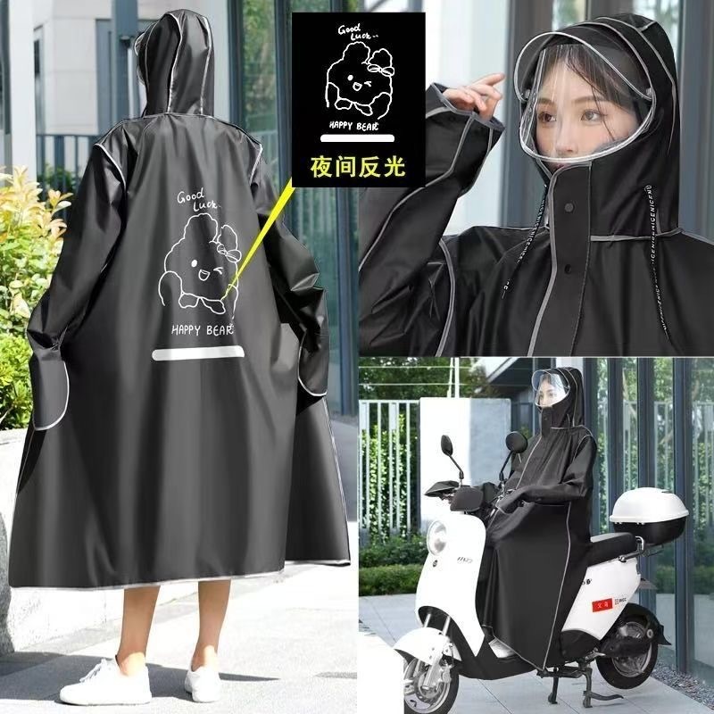 男女兼用の新しいレインコート、豪雨、ロング全身一体型大人用一人乗り電動バイク、電動バイク用レインポンチョ|undefined