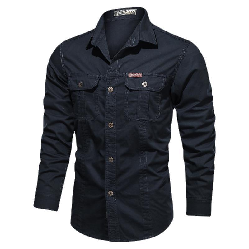 2021 deseo Comercio exterior nuevo otoño casual puro algodón lavado camisa estilo militar más tamaño ropa de trabajo camisa de manga larga para hombres