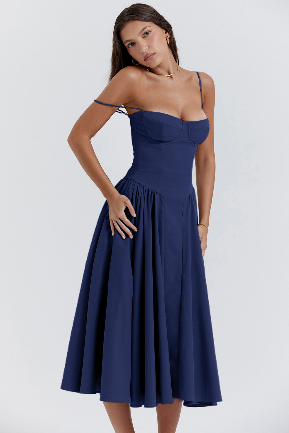 Damen-strap-kleid Im Vintage-stil Träger Loser Druck, Ärmel Los, Einfarbig, Blumen-midi-kleid, Straße display picture 2