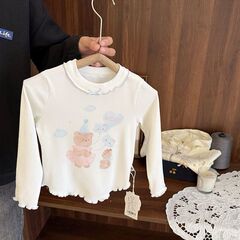 春秋女宝超弹显瘦长袖T恤新款女童可爱卡通细针织甜美软打底上衣