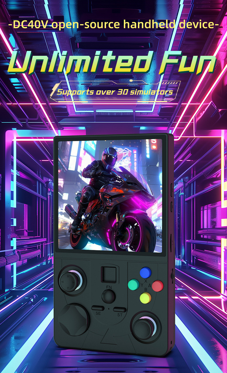 Grenzüberschreitende tragbare 4-Zoll-Open-Source-WLAN-Online-Spielkonsole im Retro-Arcade-Stil (DC40V)._voghion.com