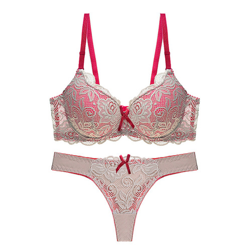 European and American sexy thin cup lace color matching bra set shaped push-up bra set Amazon wish