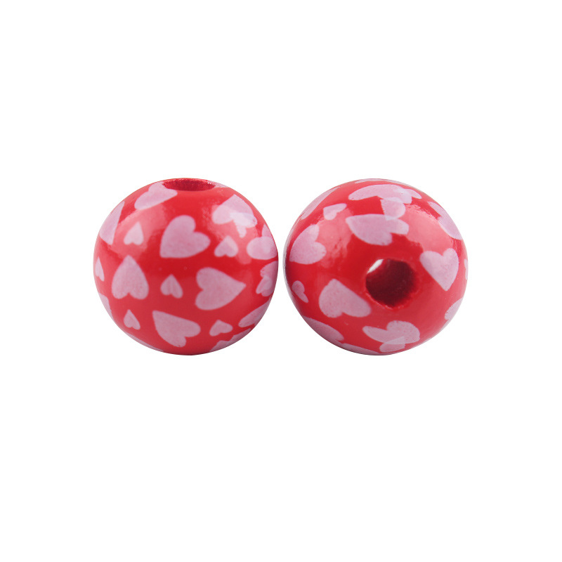 Productos para bebés Dibujos animados Madera Día de San Valentín 16mm Cuentas de madera DIY Creativa Cadena de chupete Pulsera Pulsera Pequeño accesorio