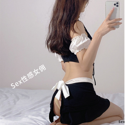 Sexy lingerie for women, no need to take off, passionate clothes, maid uniform, temptation, black and white temptation, dropshipping