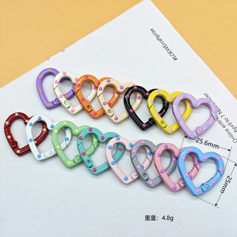 スプリングリングキャンディーカラースプリングバックルアクセサリーカラフルな愛ペイントブックリングカードリングキーホルダーオープン diy ジュエリー|undefined