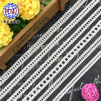 維美佳批發 新款1CM純棉線镂空樓梯條碼 高品質女裝幾何小花邊