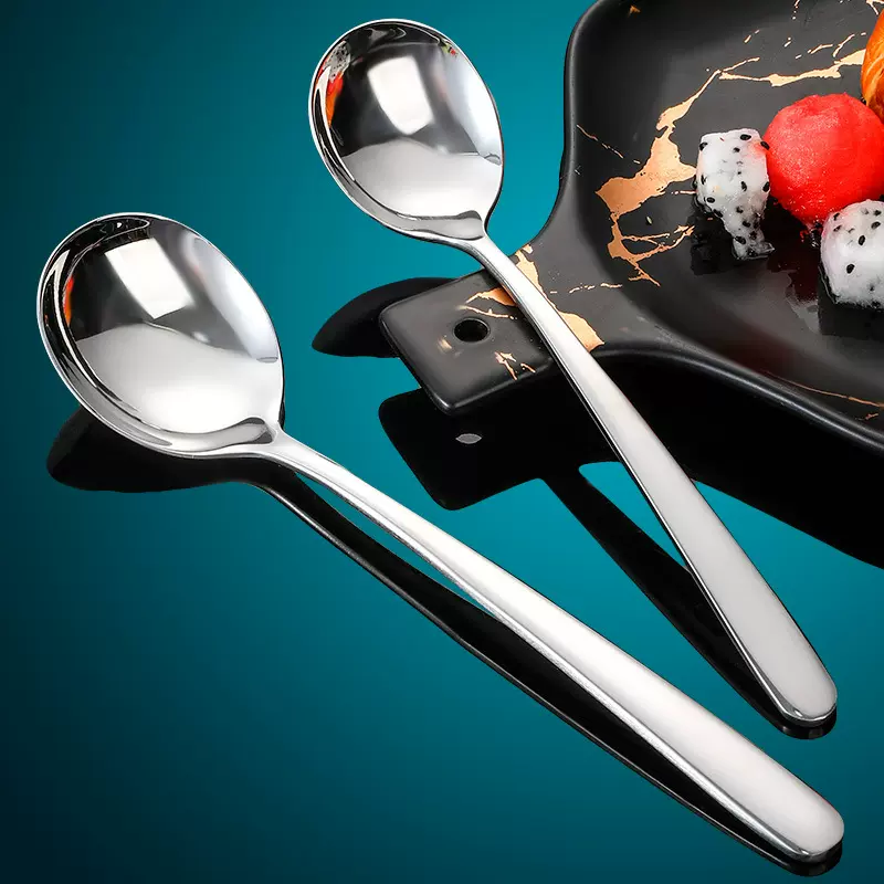 长柄316不锈钢勺子加厚加深吃饭勺甜品调羹圆汤勺高颜值优雅圆勺