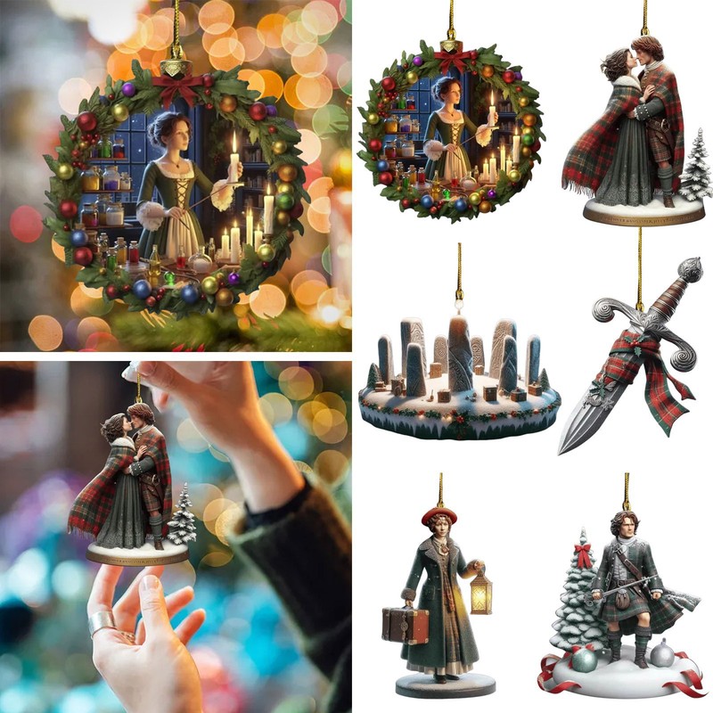 クリスマス用品 2025 2d アクリルフラットクリスマスツリーペンダントレトロパーソナライズされたクリエイティブジュエリー家の装飾|undefined