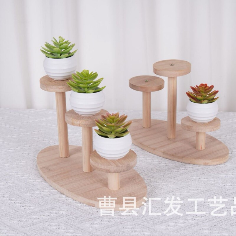 無垢材収納ラックデスクトップ木製植物装飾整理ラック家庭用木製多肉植物ポット緑の植物鉢植え収納ラック|undefined