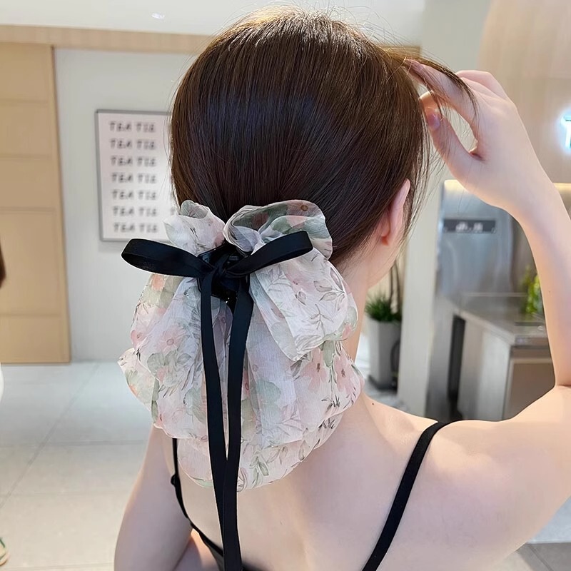 スーパーフェアリーリボンヘアピン女性の夏の後頭部クリップインターネット有名人 2025 新しいヘアピン高頭頂頭飾りクリップ|undefined