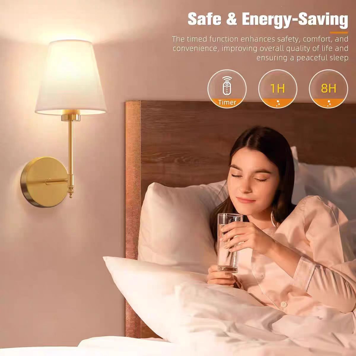 Lámpara de Pared Recargable RGB de Hierro y Tela Regulable con Control Remoto para Dormitorio y Pasillo image 5