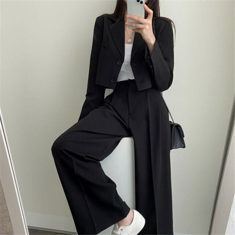 新品2022春夏秋季网红休闲英伦风小西套装女士短款韩版西服上衣详情20