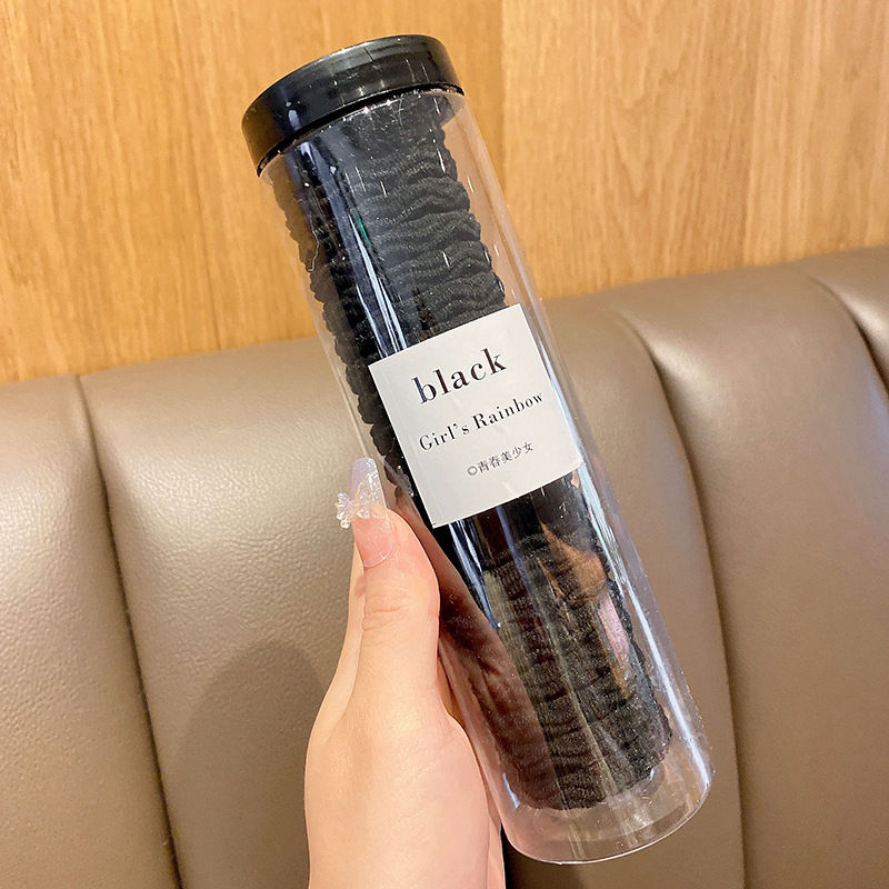 Cuerda de pelo simple banda de goma corbata de pelo femenina alta elástica duradera corbata de pelo tocado cuerda de pelo cubierta de cuero banda de pelo negro verano