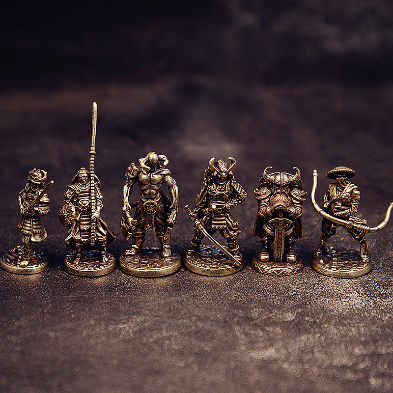 Cobre blanco japonés Shogun samurai antiguo modelo de juguete de soldados juegos de mesa acabados adornos de automóviles hechos a mano al por mayor