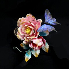 オリジナルの非遺品手作りシルクの花牡丹のヘアピンの漢服のヘアアクセサリーのヘアピンの花の古風な宮廷の髪飾り