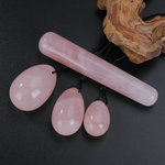 鸡蛋天然玉石紫晶水晶粉晶芙蓉石绿东陵4件套工艺套装能量宝石