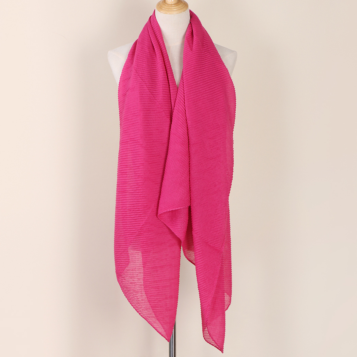 Women's Scarves wrinkled fashion plain wrinkled wrap headscarf solid color voile long shawl_voghion.com