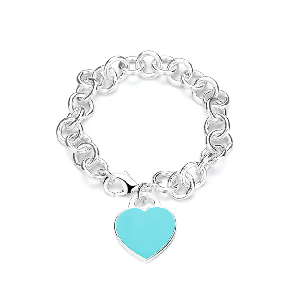 실버 블루 하트 모양 팔찌