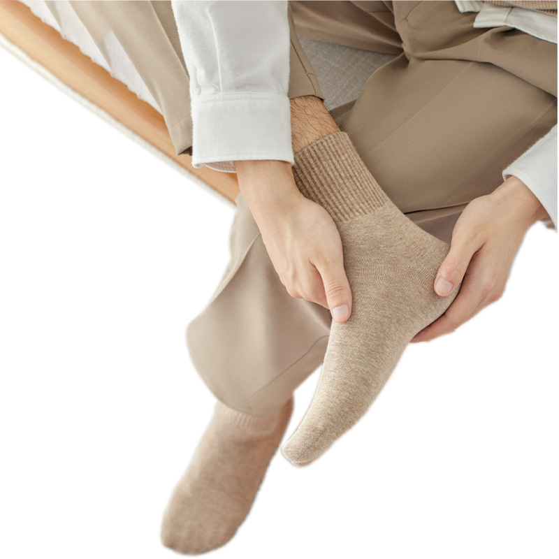 靴下 メンズ 純綿 ミドル丈ソックス 湖北諸曁市靴下業者卸売 100%綿 ロングソックス 吸汗防臭 白 スポーツソックス