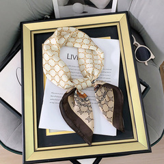 Korean Printed Silk Scarf Small Square Scarf Lady Thin Simple Fashion Elegant Office Air Hostess Small Collar Scarf Decorative Neck Scarf