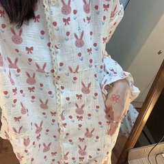 うさぎ柄パジャマ レディース 春秋新作 長袖長ズボン フリル付き インス風 日本風 学生向け 肌に優しい 可愛い 通気性