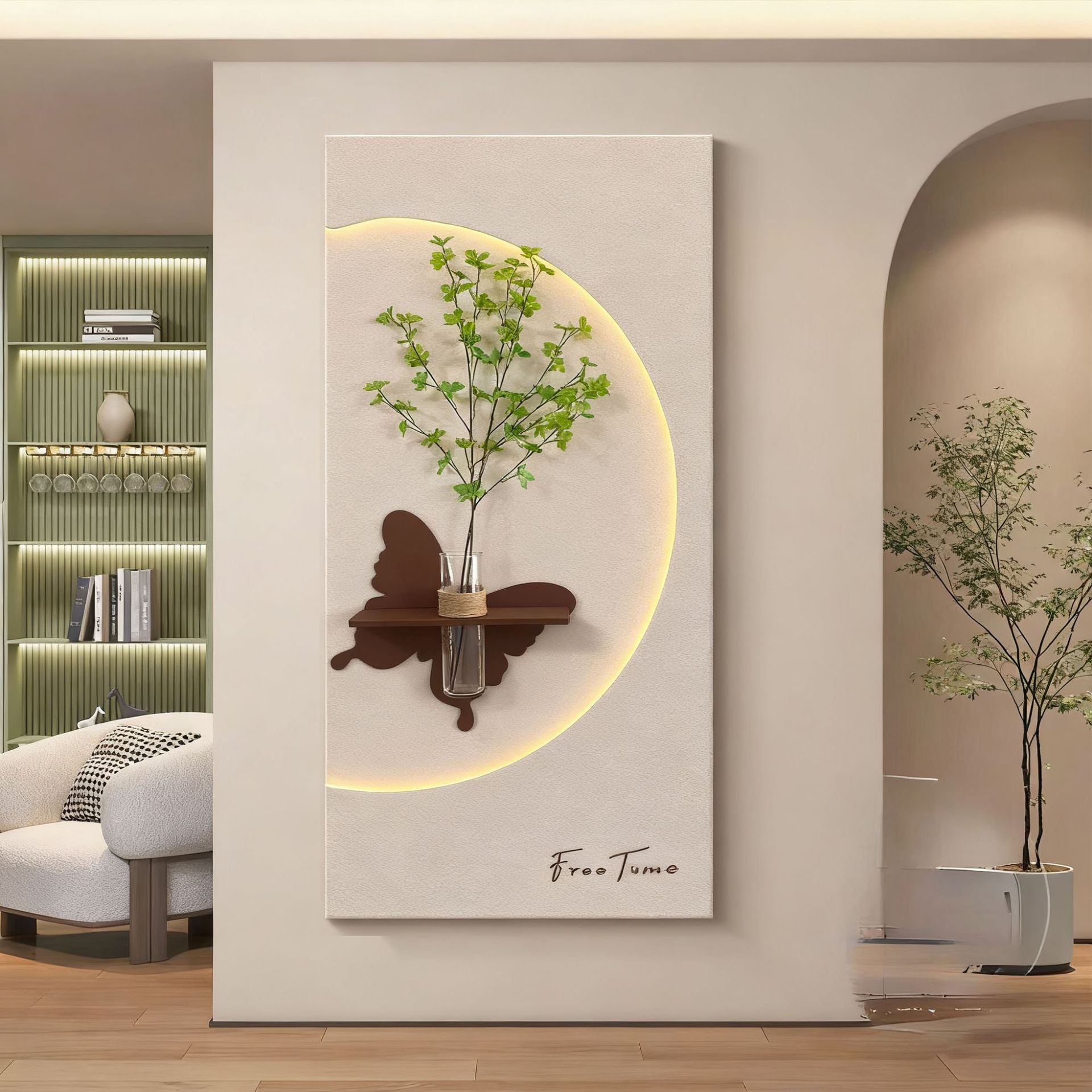 Entrance Hall High-End Hanging Painting Cream Style Living Room Decorative Painting Hydroponic Green Plant Hanging Painting Creative Atmosphere Lighting Painting