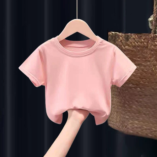 Short-sleeved solid color powder