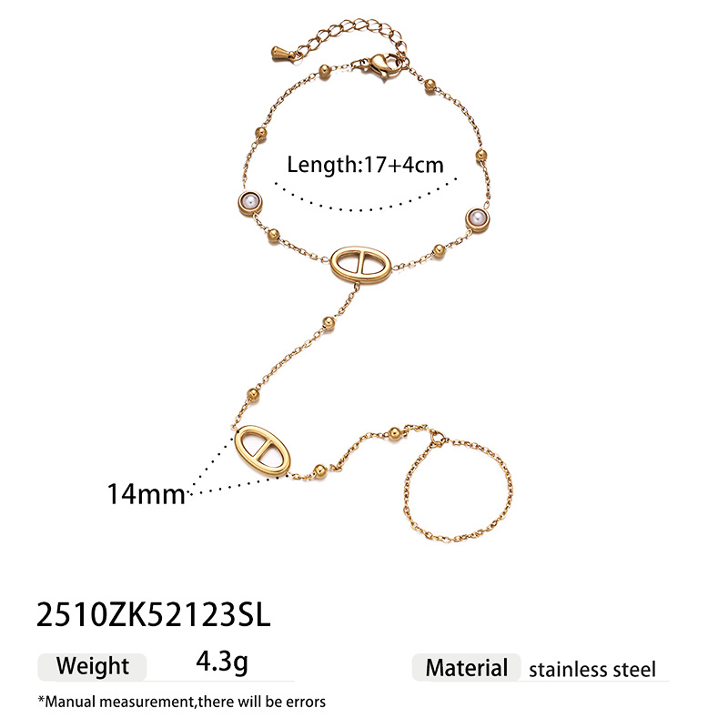 Tina Europa y los Estados Unidos transfronterizos nariz de cerdo modelado pulsera de dedos incrustado con perlas pentagrama amor anillo joyas al por mayor