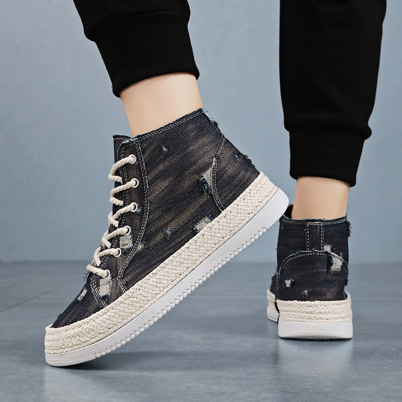 Zapatos de lona para hombres otoño 2024 nuevos zapatos de hombre de moda zapatos de skate de alta altura de moda juvenil zapatos deportivos casuales para hombres