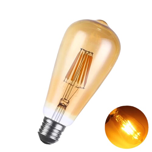 ST64 filament bulb tea-colored 4W retro tungsten bulb nipple bulb E27 bulb ST64 tungsten bulb LED bulb