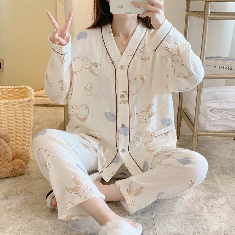 Layering Stone Rabbit Pregnant Women's Suit Spring and Summer Crepe Pregnant Women's Postpartum Sweat Sucking Suit Moon Suit