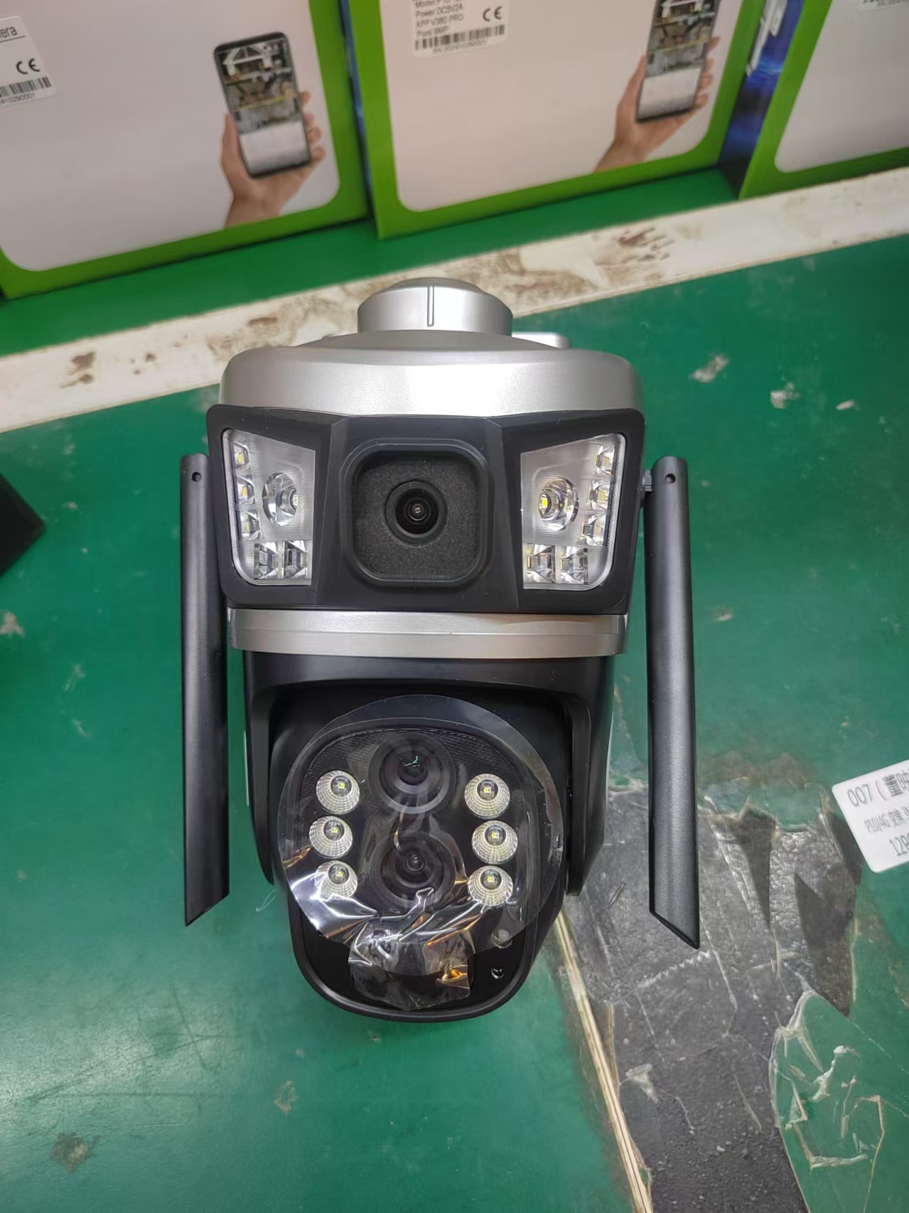 太阳能4G全景V380监控器无线手机远程室外双镜头枪球联动双