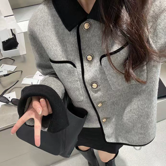 Spring double-sided cashmere short elite woolen coat, Chanel style