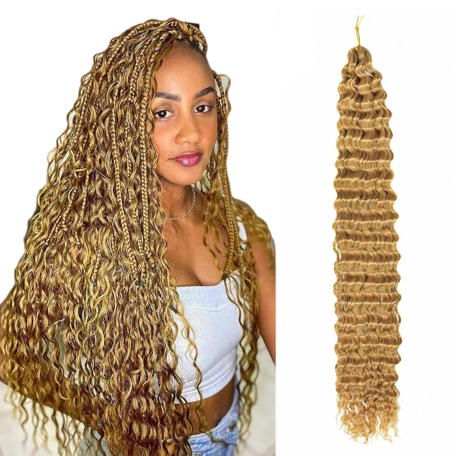 Wig female chemical fibrous hook needle 32Inch Deep Wave Wave Bulk…