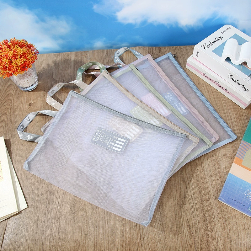 Прозрачная сетка пряжи Тематическая сумка Информационная сумка для студентов Специальная предметная сумка для классификации A4 Однослойная сумка для хранения на молнии