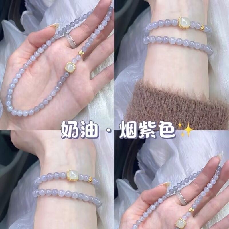 Retro Smoky Purple Small Cube Bead Bracelet for Women, Cool and Elegant, Enhances Fairness of Skin Tone, Double-Layer Bracelet with Simple and Unique Design, Versatile Retro Smoky Purple Small Cube Bead Bracelet for Women, Cool and Elegant, Enhances Fairness of Skin Tone, Double-Layer Bracelet with Simple and Unique Design, Versatile