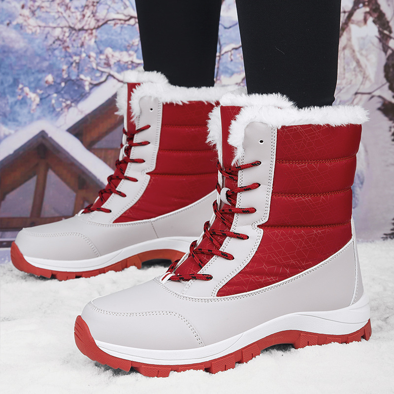 2025 otoño y invierno nuevas botas de nieve transfronterizas botas de algodón del noreste de la mujer botas de comercio exterior cómodas y cálidas