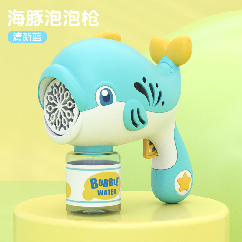 Pistola de burbujas eléctrica automática en forma de delfín, juguete para niños al aire libre