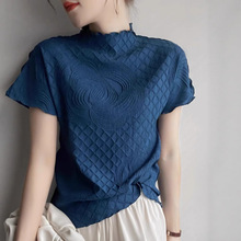 春夏新款圆领短袖女装 修身纯色夏季刺绣T恤女上衣现货厂家批发