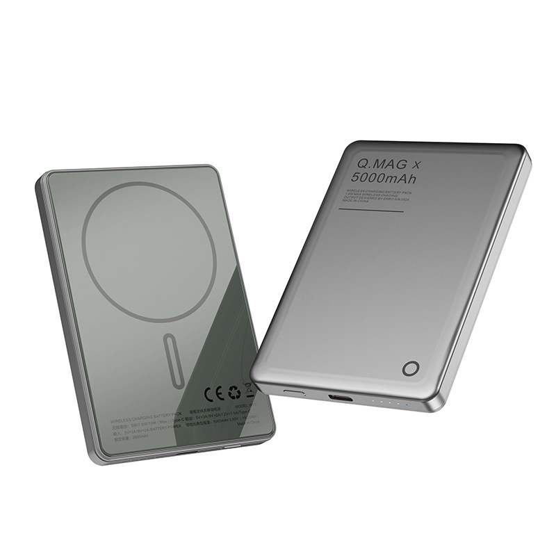 新しい超薄型携帯電話磁気パワーバンク大容量ガラスアルミニウム合金ワイヤレス充電モバイル電源コンパクトでポータブル|undefined
